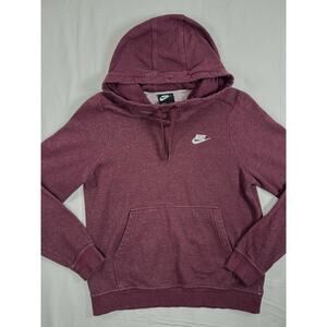 Nike Maroon Pullover Hoodie Small Swoosh Logo Fleece Women’s S
